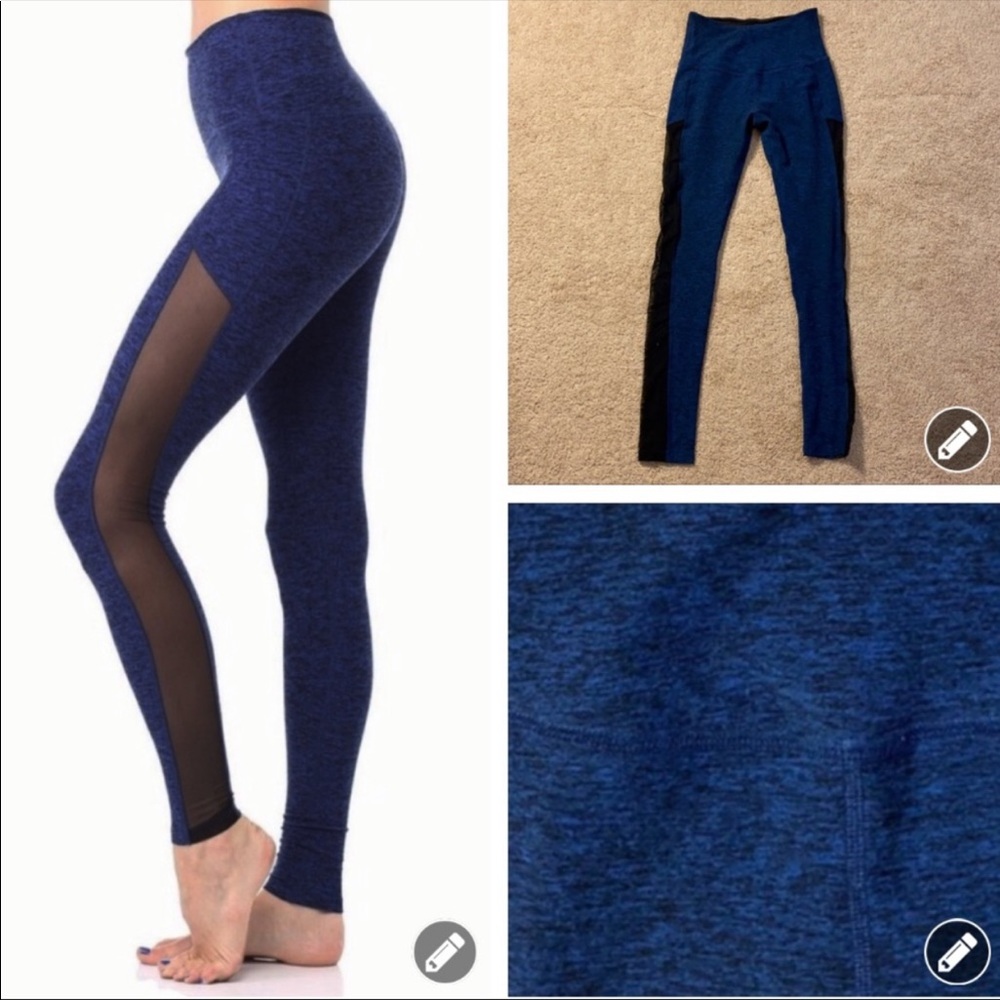 Beyond Yoga Blue Leggings with Mesh Panels